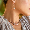 Multi Gemstones Necklace with 3 Pink Edison Pearls