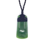 Jade Shovel Necklace with Adjustable Jade Beads on Hand Braided Black Cord