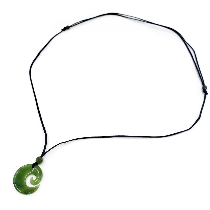 Small Jade Wave Necklace with Adjustable Jade Beads on Black Nylon Cord