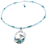 Sterling Silver Mermaid Necklace with Larimar and Apatite
