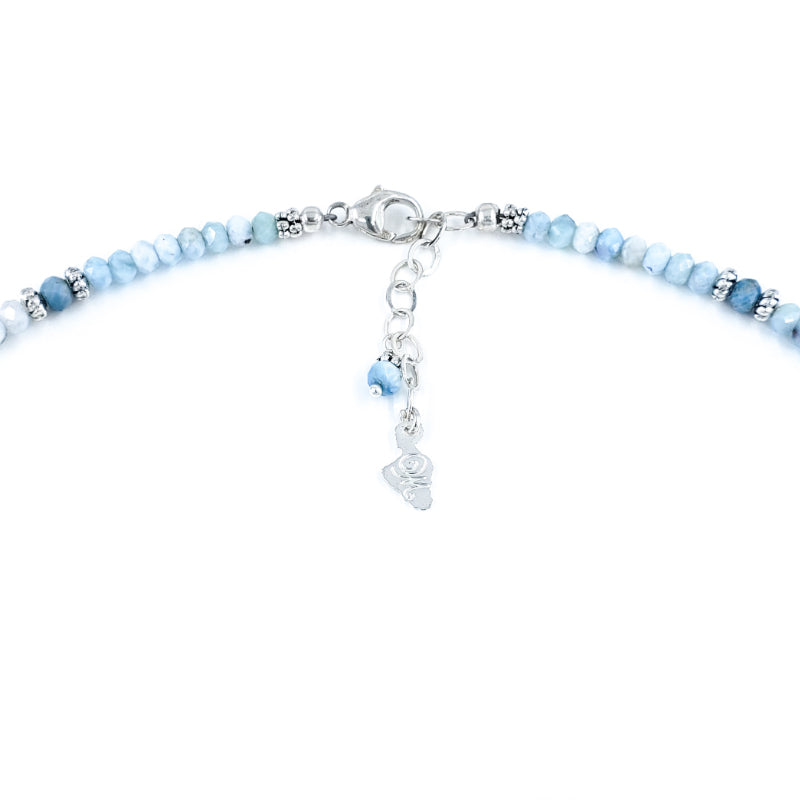 Beaded Larimar & Sterling Silver Necklace with Apatite