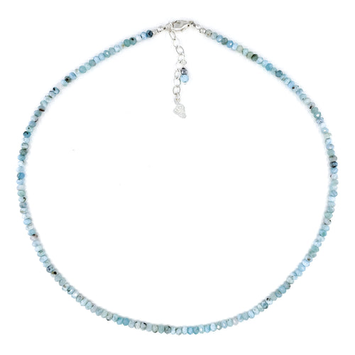 3mm Beaded Larimar and Sterling Silver Necklace