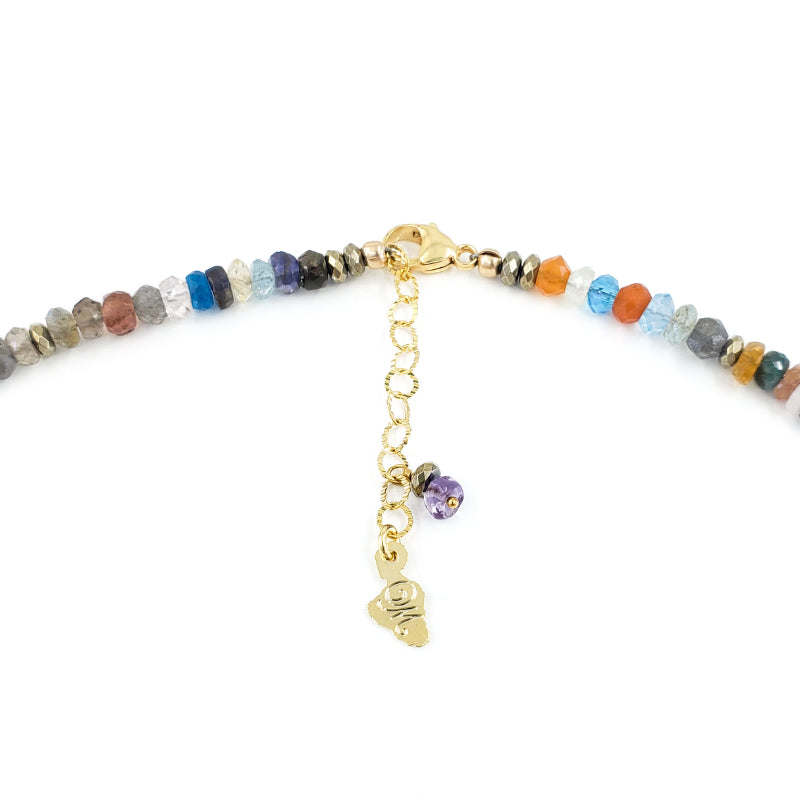 Multi Gemstones Necklace with Carnelian and Pyrite