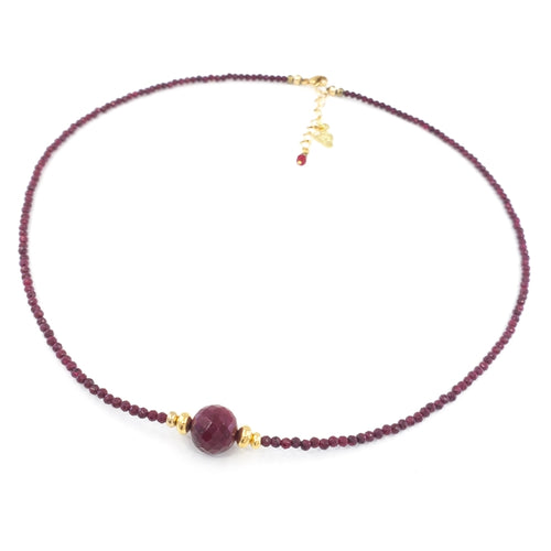 Rubies Necklace with 8mm Faceted Ruby