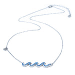 Sterling Silver Necklace with 3 Blue Topaz Waves