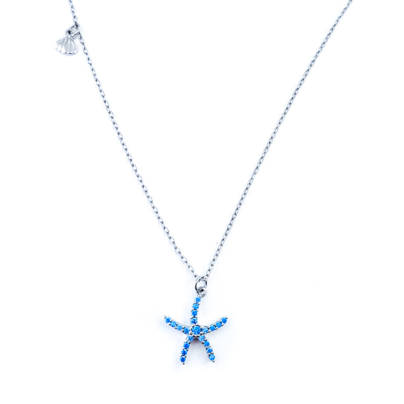 Lume Starfish Pendant cheapest Iridescent Blue Sterling Silver Necklace