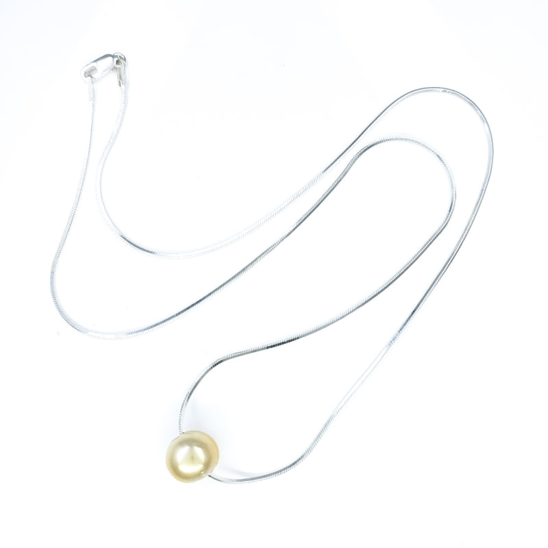 8mm Single Golden South Sea Pearl Solitaire Necklace