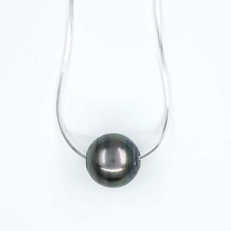 10mm Single Tahitian Pearl Solitaire Necklace