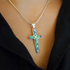 Sterling Silver Cross Pendant with Abalone Shell