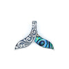 Ornate Sterling Silver Whale Tail Pendant with Abalone Shell
