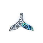 Ornate Sterling Silver Whale Tail Pendant with Abalone Shell