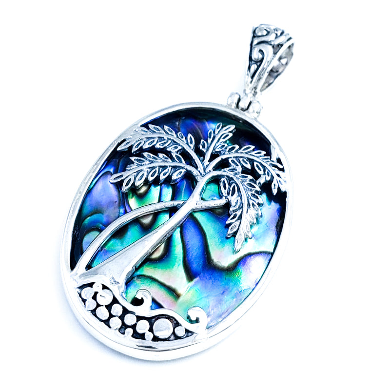 Sterling Silver & Abalone Palm Tree Pendant
