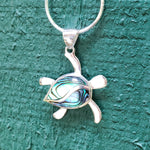 Petroglyph Turtle Pendant with Abalone Shell & Sterling Silver