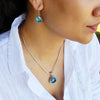 Large Ornate Blue Topaz Quartz & Sterling Silver Pendant