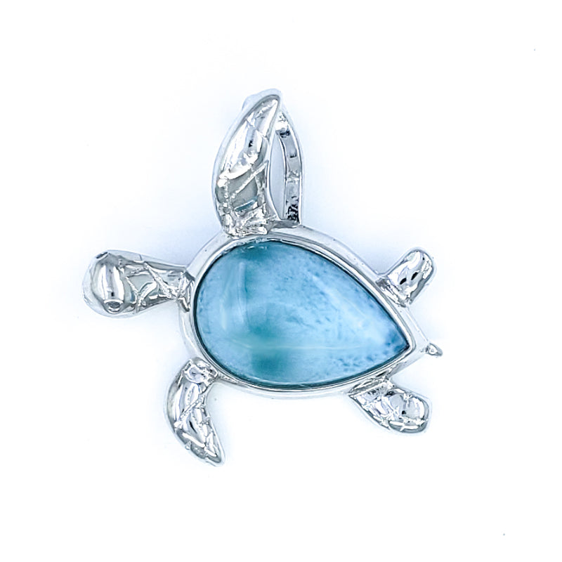 Sterling Silver Turtle Pendant with Larimar