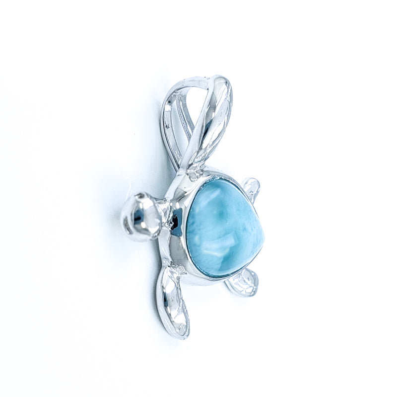 Sterling Silver Turtle Pendant with Larimar