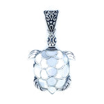Fancy Turtle Pendant with White Mother of Pearl & Sterling Silver