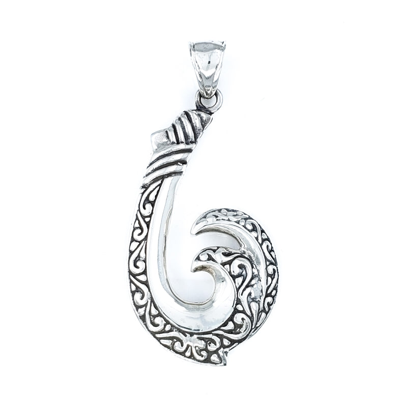 SD-SGP658 Fish Hook Pendant - Sterling Silver and 14K Go
